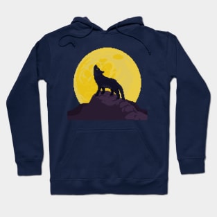 Pixel Art Wolf and the  Moon Hoodie